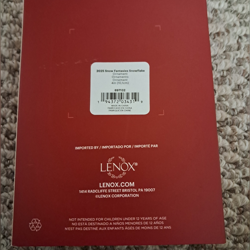 Lenox 2025 Snowflake Christmas Ornament White Gold NIB 4” - Picture 2 of 3